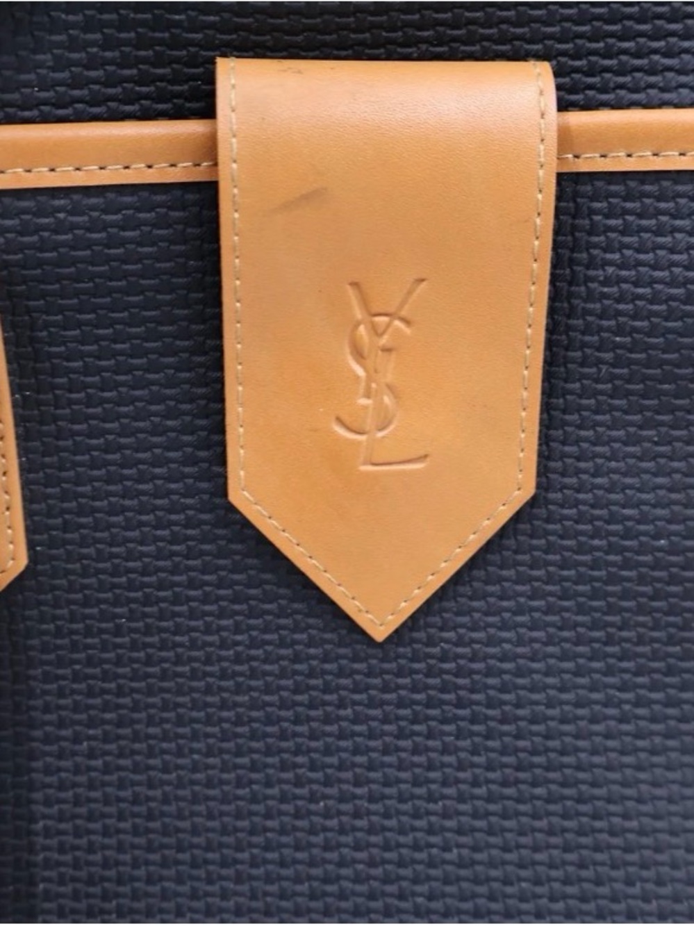 Yves Saint Laurent Black Tote with Tan Leather Trim - Picture 3 of 9
